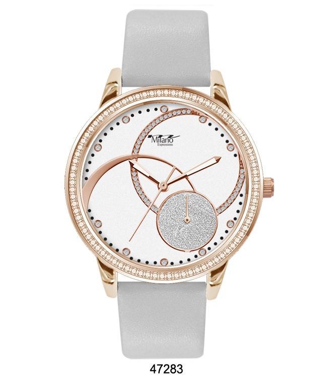 M Milano Expressions White Silicon Band Watch with Gold Case and White Abstract Dial with Gold Accents